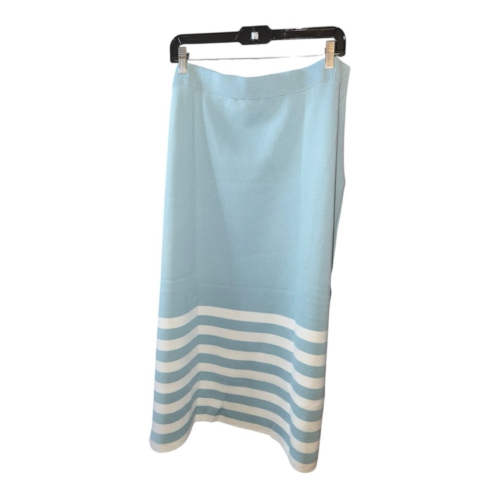 Chic Blue and White Striped Maxi Skirt